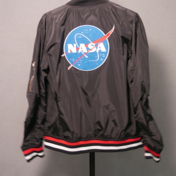 NASA Black Satin Women's Bomber Jacket - Picture 3 of 3